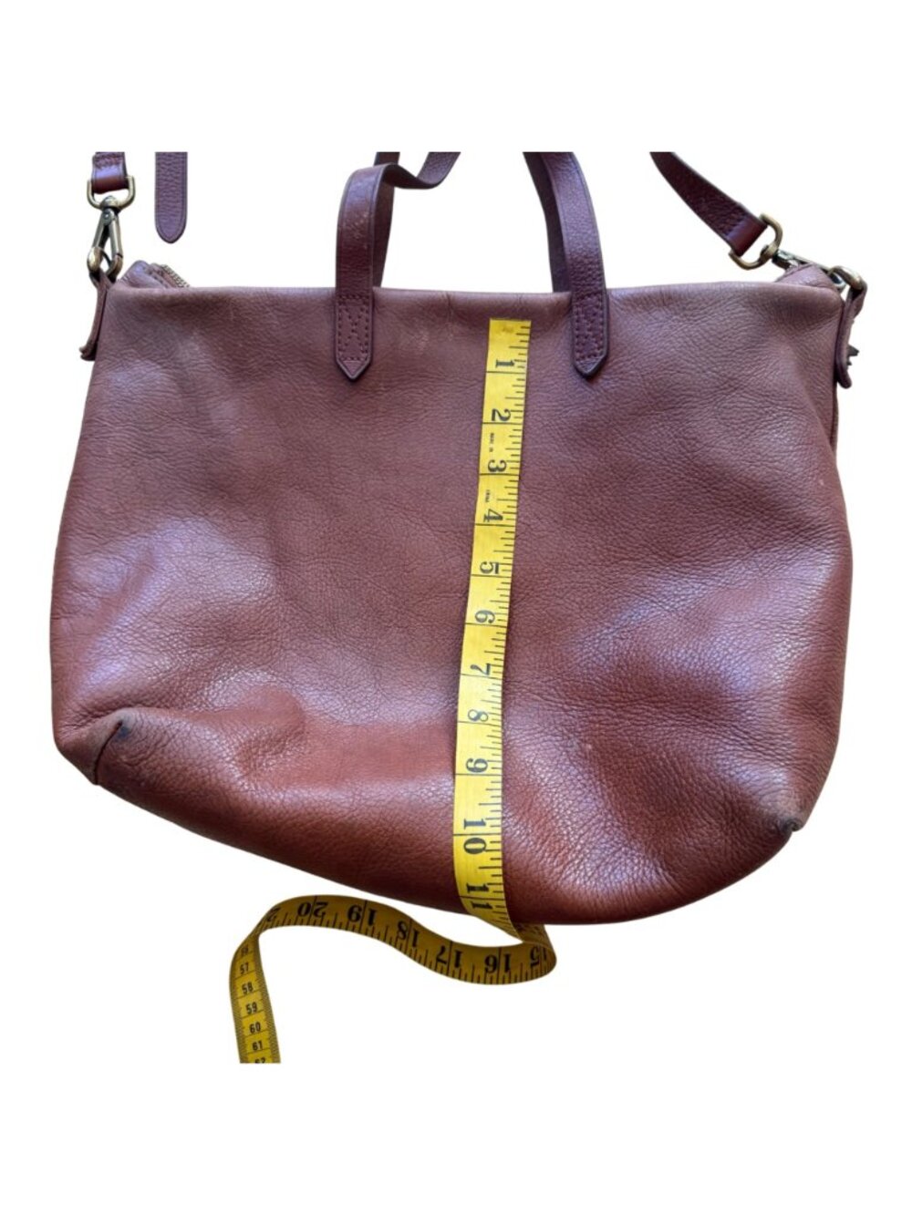 Madewell Women's Crossbody Bag Brown Leather Zip-Top Transport Travel Tote Purse - Picture 12 of 13